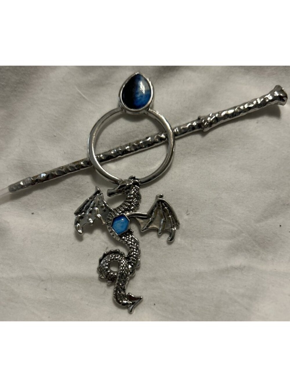 Dark Blue & Light Blue Dragon Hair Pin Metal Flying Mythical Methodology Dragon